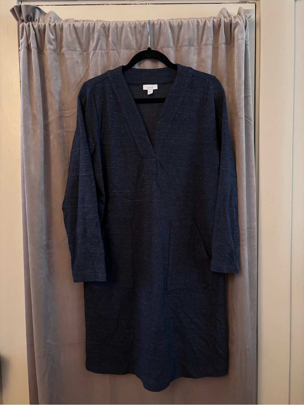 Pure J. Jill Navy V-Neck Long Sleeve Dress sz M